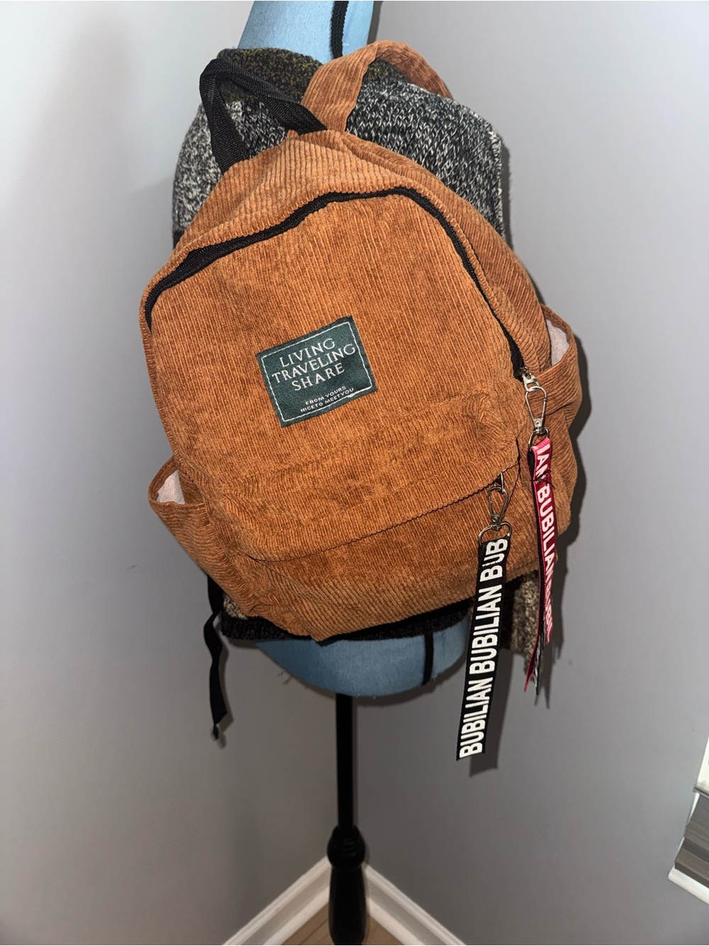 Small Backpack Wide Whale Brown Corduroy EUC Stylish and Functional